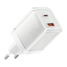 Wall charger Yueqi 70W GaN USB-C + USB-A (white)
