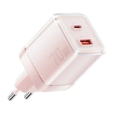 Wall charger Yueqi 70W GaN USB-C + USB-A (pink)