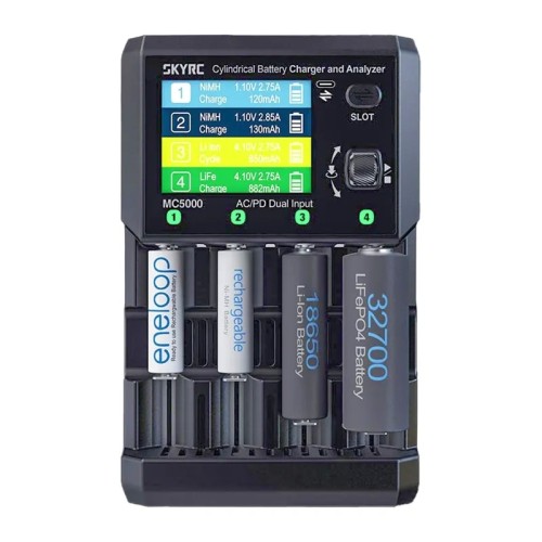 SkyRC MC5000 akumuliatoriaus įkroviklis ir analizatorius su USB-C ryšiu SkyRC MC5000 akumuliatoriaus įkroviklis ir analizatorius su USB-C ryšiu