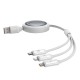 3-in-1 Baseus Free2Draw USB to M+L+C 100W cable, 1.1 m (white)