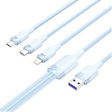 USB 2.0 A to 3-in-1 6A cable Vention CTRLG 1.5M (blue)