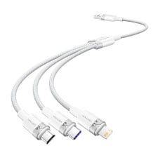 USB 2.0 A to 3-in-1 6A cable Vention CTRWG 1.5M (white)