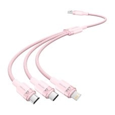 USB 2.0 A to 3in1 3A cable Vention CTPPG 1.5M (pink)