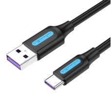 USB 2.0 A į USB-C 5A kabelio anga CORBF 1m juodas PVC