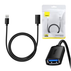 USB 3.0 prailginimo kabelis Baseus kištukinis ir moteriškas, AirJoy serija, 1m (juodas)