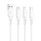 USB - micro USB kabelis VFAN Colorful X12 3A 1m - Baltas