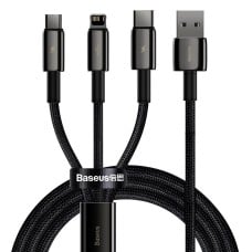 USB cable 3in1 Baseus Tungsten Gold USB micro USB / USB-C / Lightning 3.5A 1.5m - Black