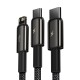 USB kabelis 3in1 Baseus Tungsten Gold USB micro USB / USB-C / Lightning 3.5A 1.5m - Juodas