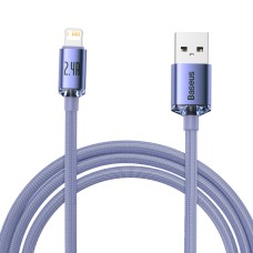 Baseus Crystal Shine kabelis USB - Lightning 2.4A 2m - Violetinis