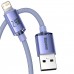 Baseus Crystal USB - Lightning kabelis 2.4A 1.2m - Violetinis