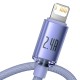 Baseus Crystal USB - Lightning kabelis 2.4A 1.2m - Violetinis