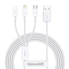 Baseus Superior Series 3in1 cable USB - microUSB / USB-C / Lightning, 3.5A 1.5m - White
