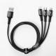 Baseus Halo USB kabelis Data 3-in-1 skirtas M + L + T 3.5A 1.2m - Juodas