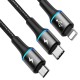 Baseus halo data 3-in-1 cable USB For M+L+T 3.5A 1.2m Black