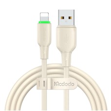 USB–Lightning laidas Mcdodo CA-4740 su LED lempute, 1.2 m (smėlio spalvos)