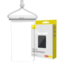 Vandeniui atsparus telefono dėklas Baseus AquaGlide su cilindriniu užraktu (baltas)