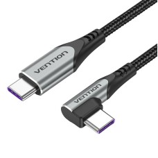 Ventiliacijos TAKHF USB-C į USB-C 5A kampinis kabelis (pilkas)