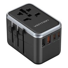 Vention FJFB0 GaN 2xUSB-C 2xUSB-A universalus kelioninis adapteris 65W (juodas)