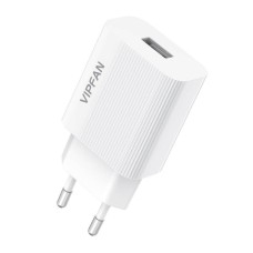 Vipfan E01 hálózati töltő, 1x USB, 2.4A + Micro USB kábel (fehér)
