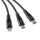 Vipfan X16 3w1 USB-C/Lightning/Micro 3.5A 1.5m USB kabelis (czarny)