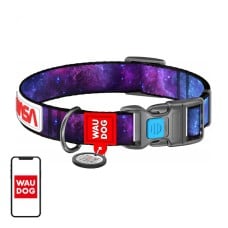 Waudog "NASA21" nylon dog collar with QR code, size L