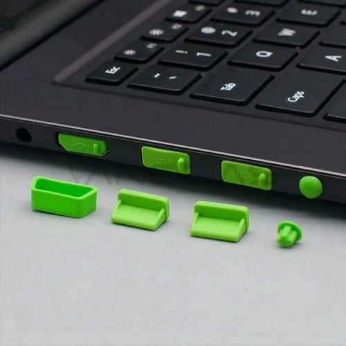 Set of 16 silicone network port covers - green - network port caps  Set of 16 silicone network port covers - green - network port caps