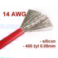 Alavuotas varinis silikoninis kabelis 14AWG – 400 laidų – 2.0 mm2 – raudonas – lankstus