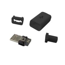 Micro USB type B plug - with cover - mounted on cable