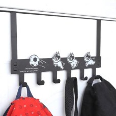 DOGS salės kabykla - 6 kabliukai - juoda - durų laikiklis