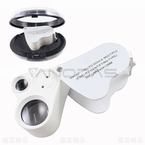 Jewelry loupe 30x 60x with LED - Pocket magnifying glass  Jewelry loupe 30x 60x with LED - Pocket magnifying glass