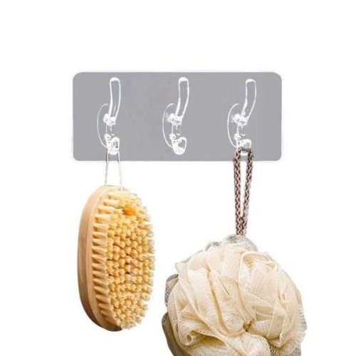 Kabliukas - dviguba lipni pakaba 3 vnt - 18x6.5cm skaidrus - sieninis laikiklis Kabliukas - dviguba lipni pakaba 3 vnt - 18x6.5cm skaidrus - sieninis laikiklis