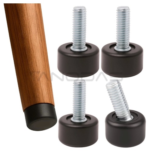 Foot with toggle 16x14mm black - furniture leg M6 - adjustable foot for furniture  Foot with toggle 16x14mm black - furniture leg M6 - adjustable foot for furniture