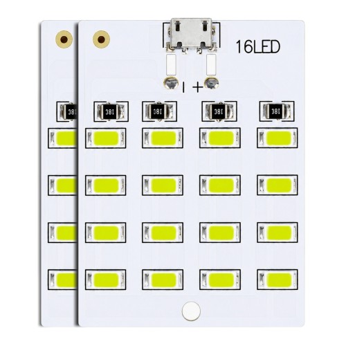 LED plokštė 5730 SMD Micro USB 16 diodų 5V šaltai balta šviesa 2vnt LED plokštė 5730 SMD Micro USB 16 diodų 5V šaltai balta šviesa 2vnt