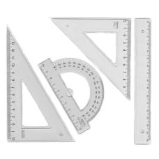 Liniuotės 20 cm rinkinys kvadratinis matuoklis - Geometrinio piešimo rinkinys 4 vnt