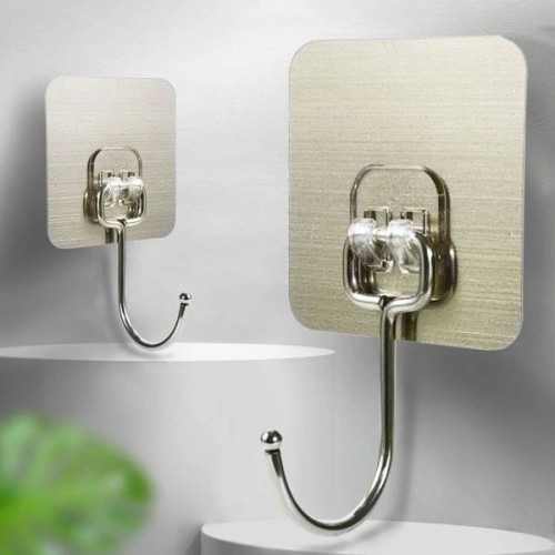 Self-adhesive hook - 70x70mm silver - Hanger for small items - Kitchen handle Self-adhesive hook - 70x70mm silver - Hanger for small items - Kitchen handle