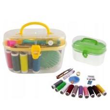 Small sewing tailoring kit in a box - needles - threads - centimeter.