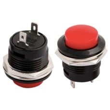 Momentary button R13-507 - red - 250V-3A - 16mm - monostable - round