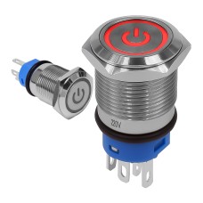 Switch Monostable Button Vandal resistant LED Green 16mm 220V