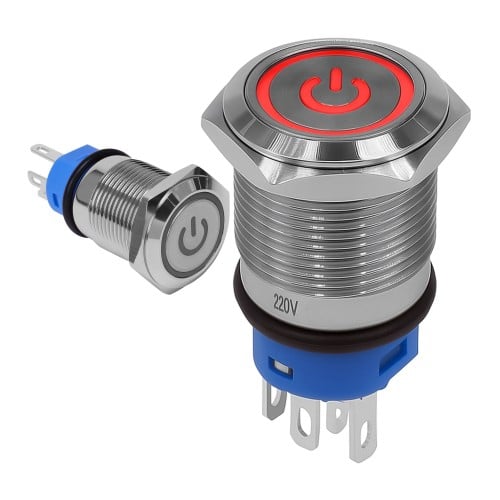 Monostabilus mygtukas, atsparus vandalizmui, LED, žalias, 16 mm, 220 V Monostabilus mygtukas, atsparus vandalizmui, LED, žalias, 16 mm, 220 V