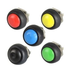 PBS-33B momentary button - black - 250V-1A - 12mm - monostable - round