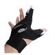 Glove with LED flashlight - waterproof fingerless glove - non-slip