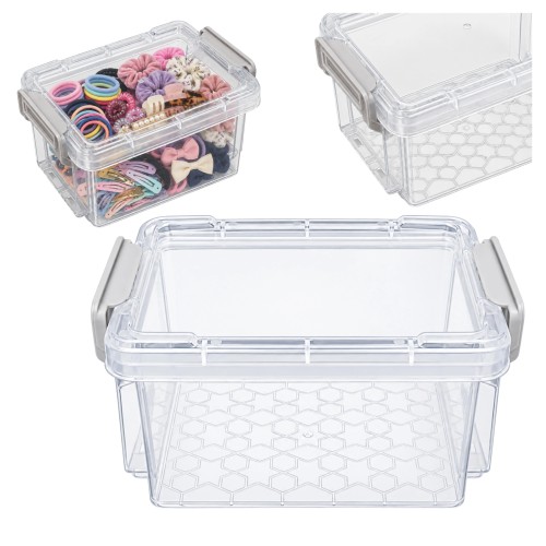 Plastikinis konteineris su dangteliu ir spaustuku 125x85x70mm užrakinamas organizatorius Plastikinis konteineris su dangteliu ir spaustuku 125x85x70mm užrakinamas organizatorius