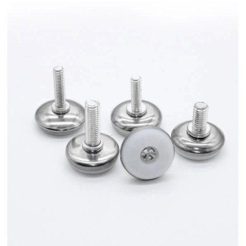 Adjustable foot for furniture - M6 27x15mm - silver - furniture leg with washer Adjustable foot for furniture - M6 27x15mm - silver - furniture leg with washer