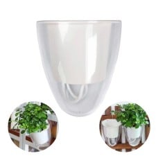 Savaime laistantis gėlių vazonas – 14.5 cm – baltas – su