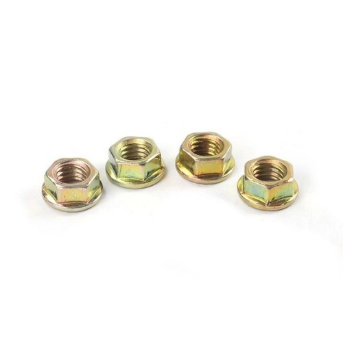 Hexagon nut with collar - M4 - 10pcs - yellow zinc plated - metric Hexagon nut with collar - M4 - 10pcs - yellow zinc plated - metric