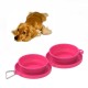Collapsible bowl for dogs and cats - double 300 ml - pink - tourist