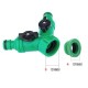 Tee with valves - garden quick connector for a hose - for a plant irrigation system.