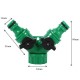 Tee with valves - garden quick connector for a hose - for a plant irrigation system.