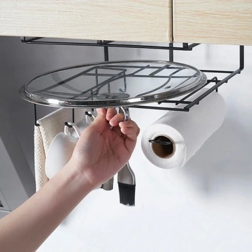 Triple hanger suspended under the cabinet - black - handle with 4 hooks for cups Triple hanger suspended under the cabinet - black - handle with 4 hooks for cups