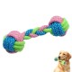 Dog toy - rope dumbbell bone - Rope teether - mix of colors